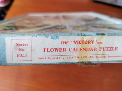 Very Pretty Boxed Victory Flower Calendar Botanical Wooden Jigsaw Puzzle Vintage - Picture 8 of 13
