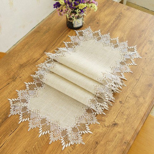 Intricate Embroidery on Linen Table Cover Perfect for Special Occasions - Picture 8 of 11