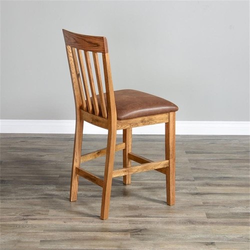 Sunny Designs Sedona 24" Wood Slatback Barstool in Rustic Oak (Set of 2) - Picture 6 of 7