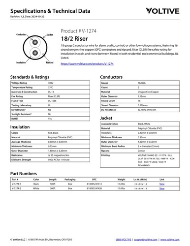 18/2 Lautsprecherkabel - 18 AWG/Stärke 2 Leiter - UL-gelistet Riser bewertet (CL2R/CL... - Bild 6 von 6