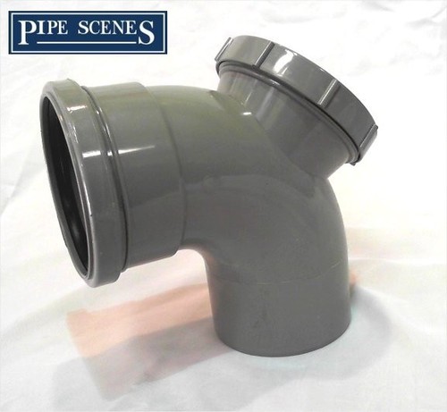 110mm Grey Soil Pipe Access Bend Inspection Eye Elbow Single Socket - Picture 3 of 4