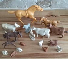 1950s FARM FIGURE LOT animals playset Plastic And Hard Rubber