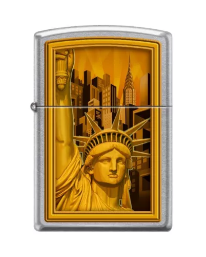 Zippo 4862, Statue of Liberty-New York City, Street Chrome Lighter