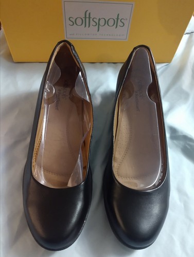 Softspots Damen-Slipper Savannah schwarz Größe 10 W niedrige bequeme Keilabsätze