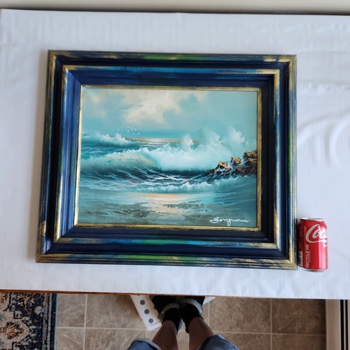 Oil on Canvas 14x18 Ocean Waves SIGNED Songman Framed Seascape Painting - Picture 2 of 15