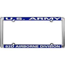 army 82nd airborne thin rim military chrome license plate frame made in usa