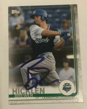 BREWER HICKLEN SIGNED 2019 TOPPS PRO DEBUT PROSPECT ROOKIE CARD AUTO