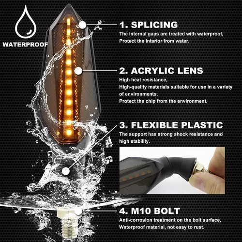4x Universal Motorcycle 12-LED Amber Turn Bike Signal Indicators Blinker Lights - Foto 4 di 8