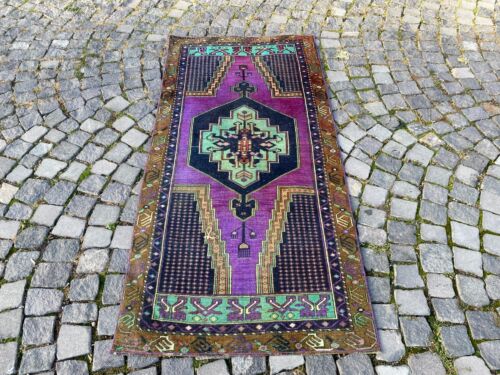 Bohemian rugs, Runner rug, Handmade, Turkish rug, Vintage, Wool | 2,9 x 6,2 ft - Picture 4 of 9