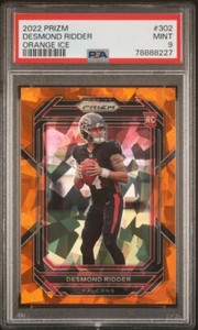 2022 Panini Prizm Desmond Ridder Orange Ice Prizm Rookie RC SP #302 PSA 9