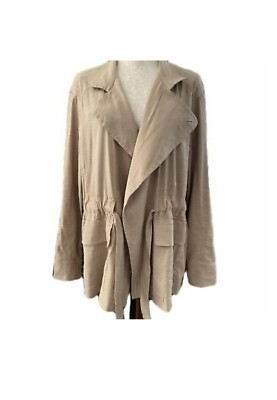 new VINCE women belted jacket VO78891254 205 OAT beige linen blend sz M $425
