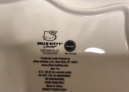Sanrio Hello Kitty Ceramic 8" Plate Trinket Jewelry Tray SilverBuffalo Ring Dish - Picture 3 of 3