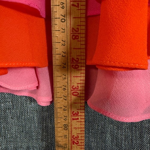 Lauren Ralph Lauren Womens Silk Midi Skirt Colorblock Pink & Orange Size 12 Slit - 第 3/8 張圖片