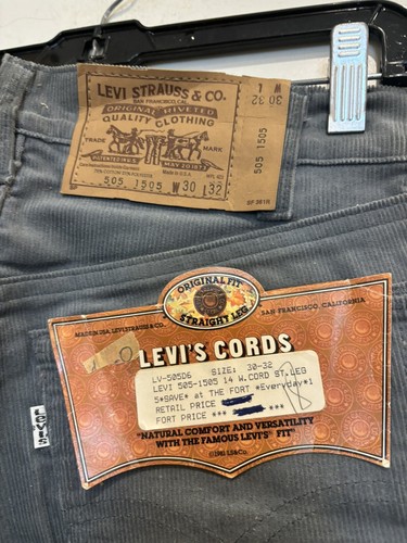 VINTAGE DEADSTOCK NEU MIT ETIKETT LEVI’S 505 VINTAGE KORDHOSE GRÖSSE 30X32 - Bild 5 von 5