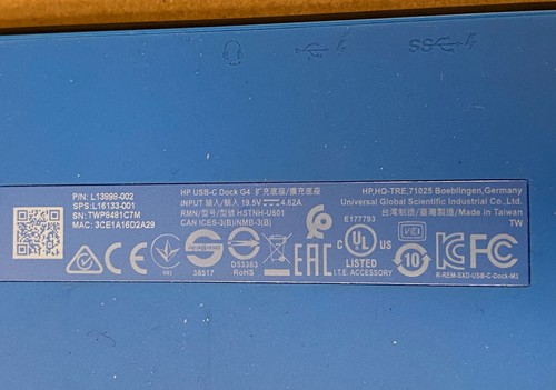 HP G4 USB-C Dock Docking Station HDMI/Display Port/Ethernet Hub (No AC Adapter) - Picture 10 of 22