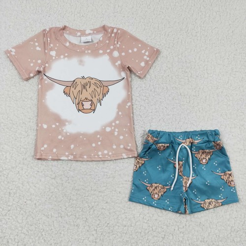 Boutique Western Design Baby Cowboy Cactus Cow Shorts Clothes Set Outfit - Picture 9 of 20
