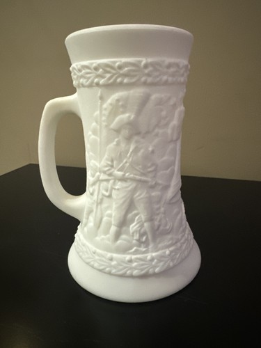 Fenton Beer Stein White Satin Milk Glass American Bicentennial Pattern Vintage - Picture 1 of 5