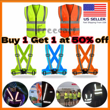 5 Pockets Safety Vest Reflective Belt Straps W/ High Visibility Stripes Security