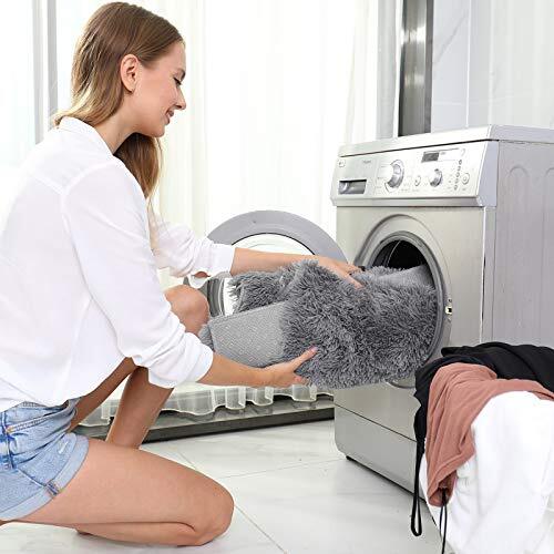 Machine Washable Rugs for Bedroom, Fluffy Shaggy Soft Area Rug, 4' x 5.3' Grey - Foto 3 di 6