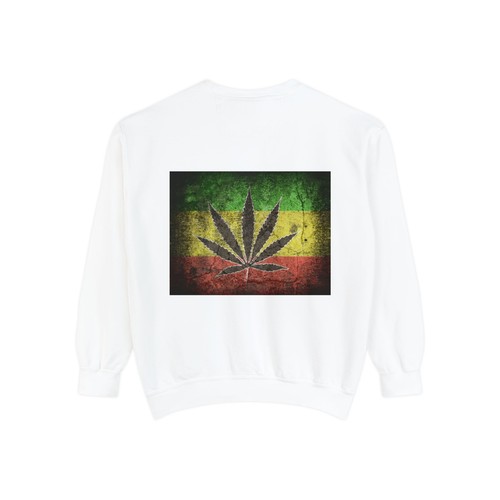 Unisex Garment-Dyed Sweatshirt with Medical Cannabis Design w/ Rasta Back - Picture 5 of 27