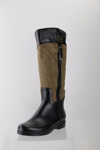 Dav-Coventry-Black-Khaki-Rubber-Suede-Tall-Rain-Boot-Women-039-s-Shoes-Size-10-M-NEW