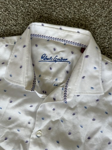 Robert Graham Boy's White Print Long Sleeve Button Up Shirt Size 18-20 XL - Picture 4 of 7