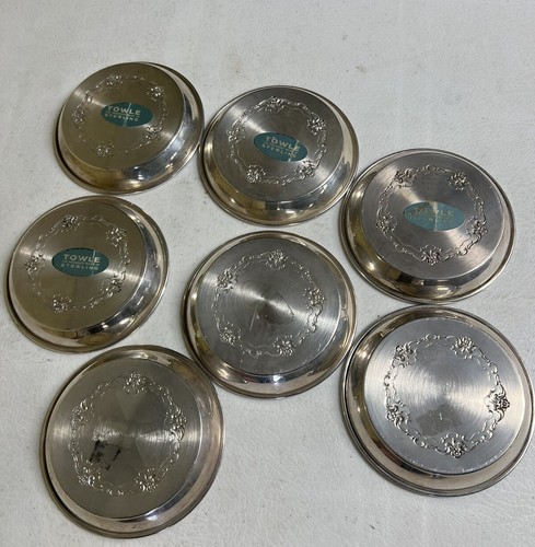 Set Of 7 Towle Sterling Silver “French Provincial” Pattern Coasters #601 262g - Picture 6 of 12