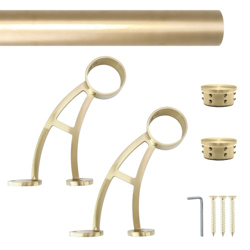 Satin Gold Finish 2" OD Edelstahl Sprossenwand Halterung Fußschiene Kit - Bild 7 von 96