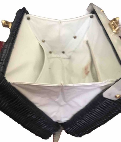 Vintage WICKER NAVY BLUE Pearl Lucite Purse STYLECRAFT Miami 1950s RAREđź’•BEAUTY - Picture 7 of 16