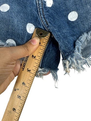 7 For All Mankind Jean Shorts Size 27 Medium Wash White Polka Dot Mid-Rise - Bild 7 von 11