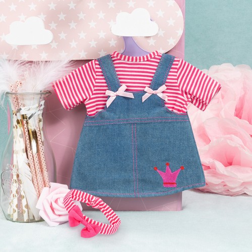 Bayer Design Kleider für Puppen Jeanskleid mit Schleifchen und Shirt bis 38cm - Bild 5 von 5