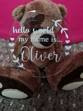 Personalised baby name announcement hello world social media prop acrylic 10cm