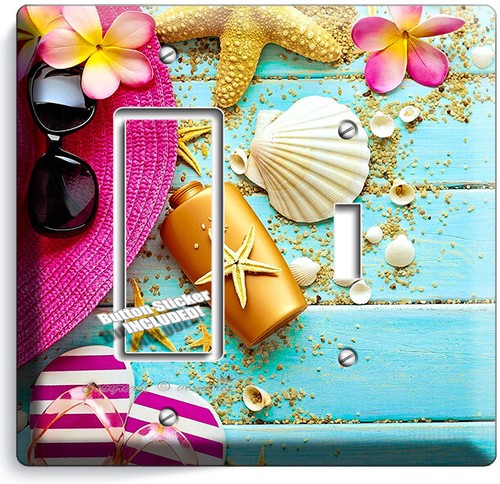 RUSTIC SEASHELLS STARFISH LIGHT SWITCH OUTLET PLATES BEACH HOUSE NAUTICAL DECOR - Picture 27 of 34