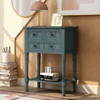Narrow Console Table, Slim Sofa Table with Three Storage Drawers & Bottom Shelf