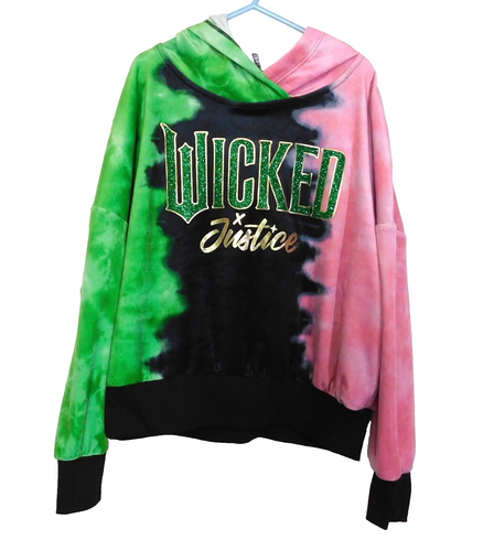 Justice Wicked Hoodie Top Girls S 7/8 Tie Dye Glitter Soft Velour - Picture 2 of 6