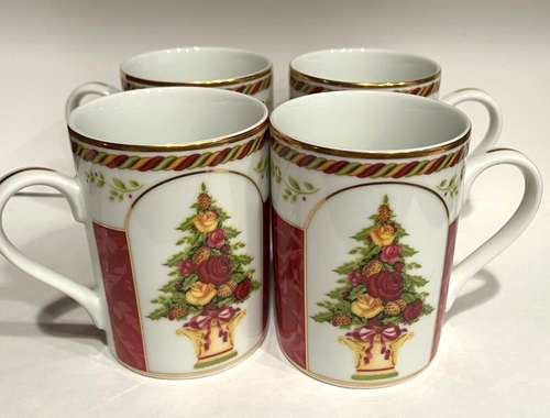 ROYAL ALBERT Old Country Roses-Seasons of Colour-Christmas Set of 4 Coffee Mugs - Picture 3 of 9