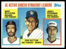 1984 Topps #716 AL Active Career Strikeout Leaders Sutton Blyleven Koosman