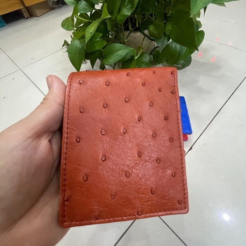 Genuine Ostrich Leather Skin Men's bifold wallet, Handmade Red Brow  CUSTOM MADE - Picture 17 of 17