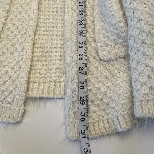 Umgee Womens Long Sleeve White Fuzzy Open Knit Open Front Cardigan Sweater M - Picture 8 of 12