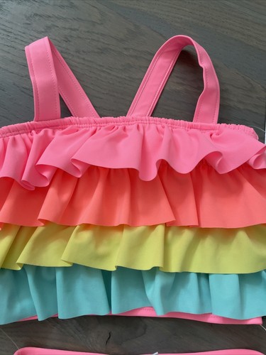 NWT Gap girl 3-piece fruit bathing suit rainbow ruffled bikini swim SET 4T 4 5 - Picture 3 of 10