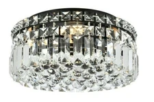 Crystal Flush Mount Light Fixture Black and Silver Bedroom Hallway Bathroom 12"