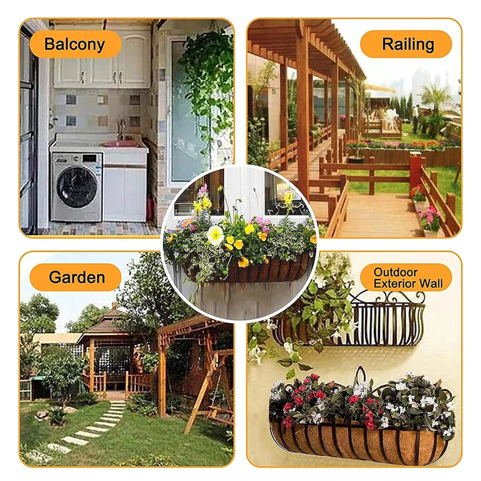 2+2free Trough Coco Liner Planting Flower Wall Hanging Basket Planter Window Box - Image 4 of 4