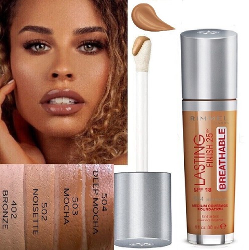 RIMMEL 25H LASTING FINISH BREATHABLE Fond de Teint 504 DEEP MOCHA 30 ml - Photo 1/6