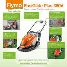 Flymo Easy Glide Plus 360V Hover Collect Lawn Mower - 1800W Motor, 36cm Cutting