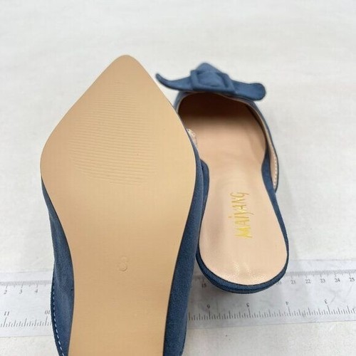 Women's Mule Slippers ,Slingback Buckle Pumps Pointed Toe Kitten Heels Shoe Blue - Picture 5 of 7