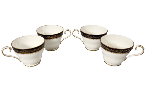 Set 4 tazze da tè Aynsley Balmoral blu cobalto inglese osso Cina senza piattini - Foto 1 di 13