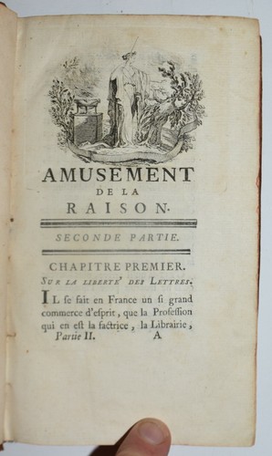 AMUSEMENT DE LA RAISON - ediz. 1752 - 2 volumi - FILOSOFIA - raro - Foto 8 di 10