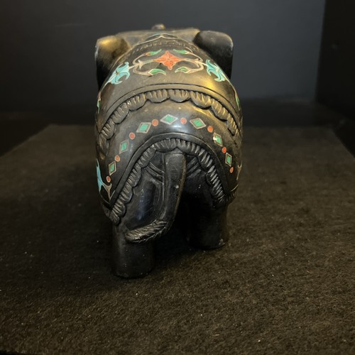Statuina Elefante Malachite Intarsiata Pietra Dura Opera Arte Fatta a Mano Semi Preziosa - Foto 6 di 16