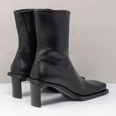 【値下げ】miista boots 38 Miista Brenda Sonic Black Leather Square Toe Boots, Size 38