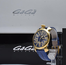 [ MINT w/BOX, Paper ] GaGa Milano Manuale 46 5083 Quartz Blue Men's Watch JAPAN